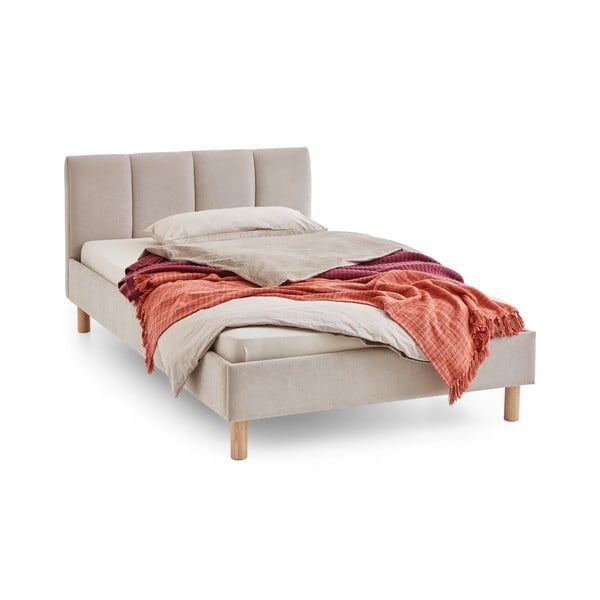 Letto matrimoniale imbottito beige rete non inclusa 140x200 cm Joker – Meise Möbel-image-3