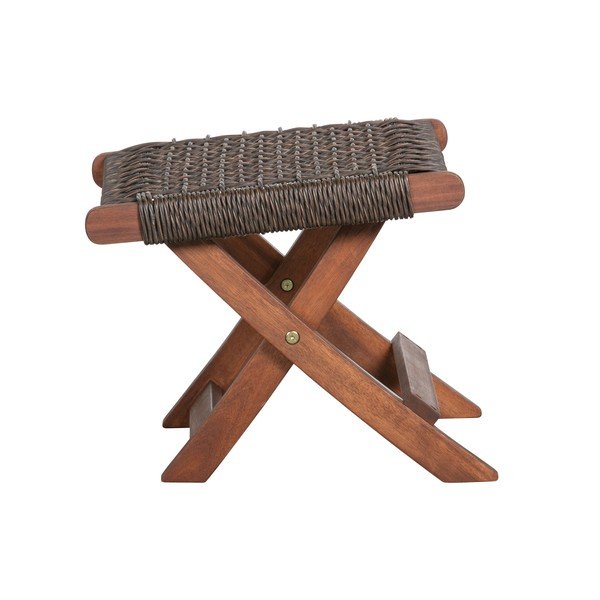 Poggiapiedi in legno a rombi marrone scuro per sedia da giardino Lois - WOOOD-image-2