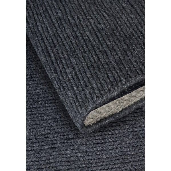 Tappeto rotondo grigio scuro in lana tessuto a mano ø 160 cm Francois - Villeroy&Boch-image-3