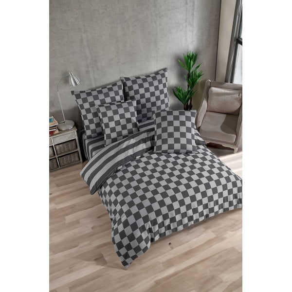 Biancheria da letto color antracite in damasco per letto matrimoniale 200x200 cm Kareli – Mijolnir