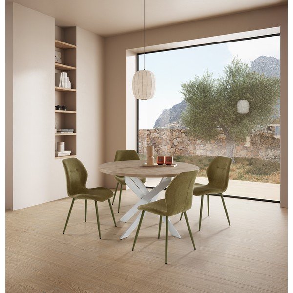 Sedie da pranzo in set verdi in imbottito 4 pz Ansu – Marckeric-image-1