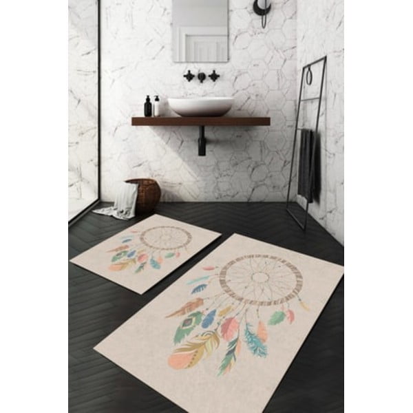 Tappeti da bagno beige in set di 2 pezzi 60x100 cm - Mila Home-image-1