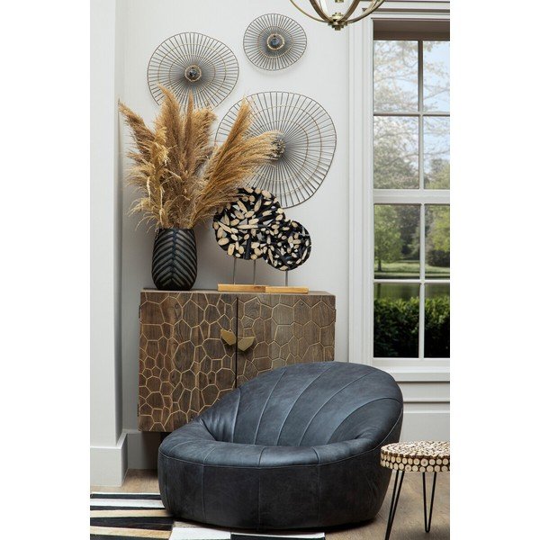 Poltrona nera con rivestimento in pelle Hoxton – Premier Housewares-image-4