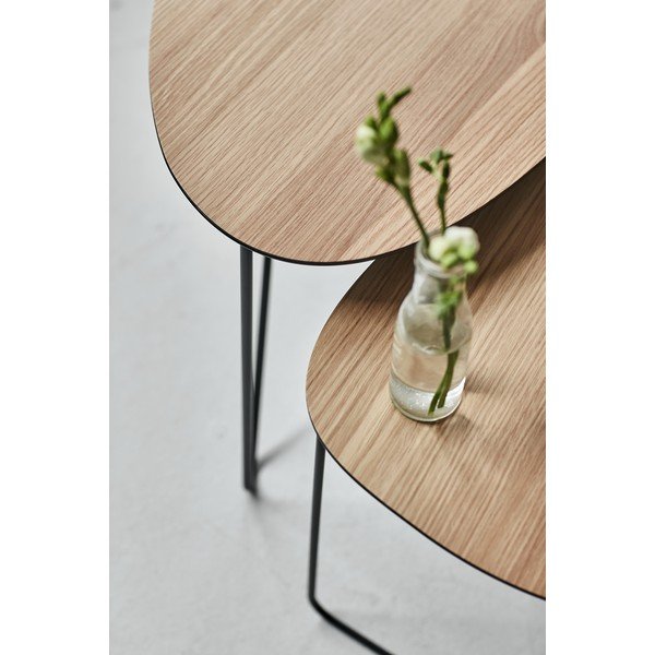 Tavolino da salotto di colore naturale in metallo 37x44 cm Curve M Wood – LIND DNA-image-3