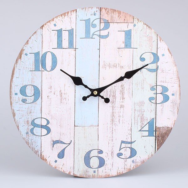 Dřevěné hodiny Blue Country, 34x34 cm