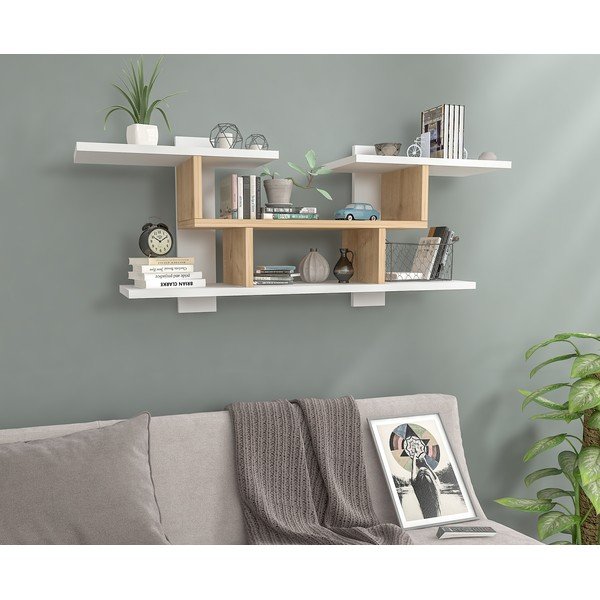 Scaffale a castello bianco naturale in pino decorato Mint - Gauge Concept-image-1