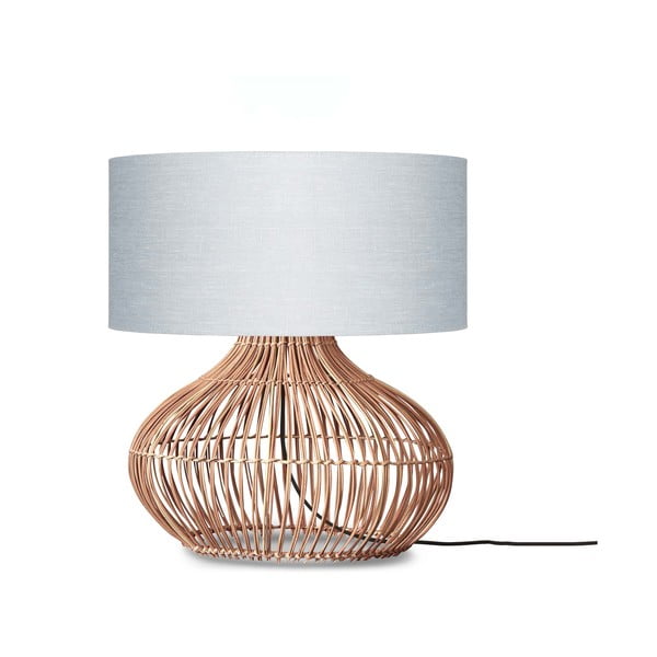 Lampada da tavolo con paralume tessile in colore grigio chiaro-naturale (altezza 60 cm) Kalahari - Good&Mojo