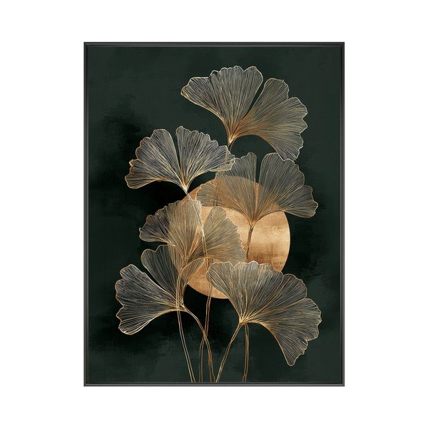 Dipinto stampato con cornice inclusa 60x80 cm Gold Ginkgo – Styler