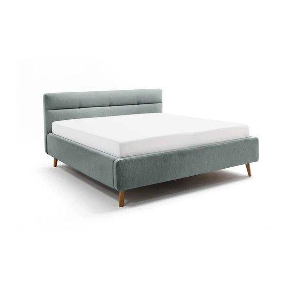 Letto matrimoniale imbottito azzurro con contenitore con rete inclusa 180x200 cm Lotte – Meise Möbel