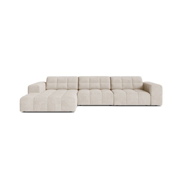 Divano angolare color crema (con penisola a sinistra/con chaise lounge) con rivestimento in ciniglia Chicago – Cosmopolitan Design
