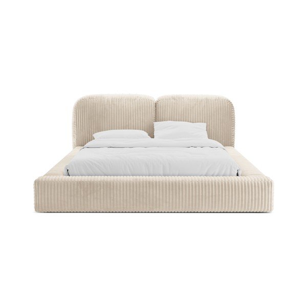 Letto matrimoniale imbottito beige con contenitore con rete inclusa 180x200 cm Martina – Micadoni -image-4