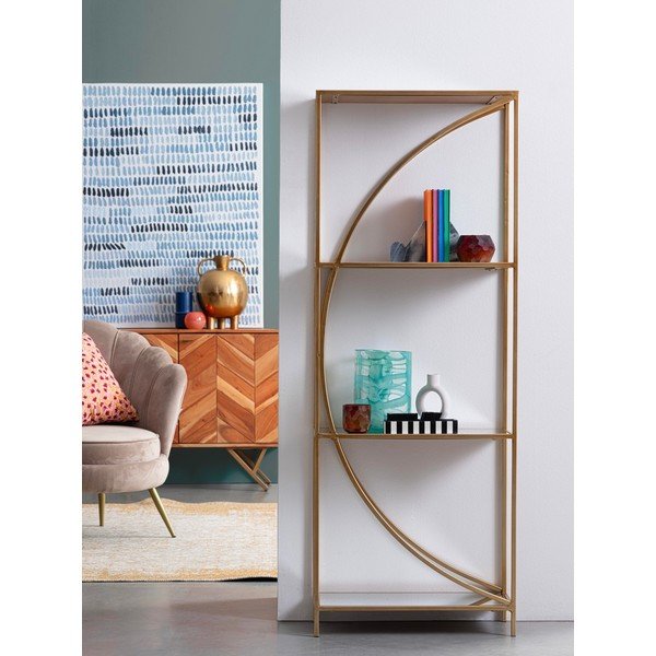 Libreria dorata in acciaio 56x151,5x25 cm Elenor – Bizzotto-image-1