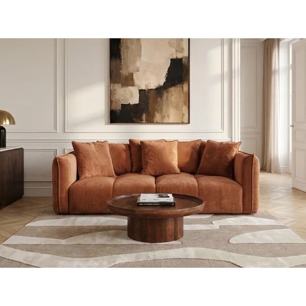 Divano arancione con rivestimento in ciniglia Harlem – Bobochic Paris-image-1