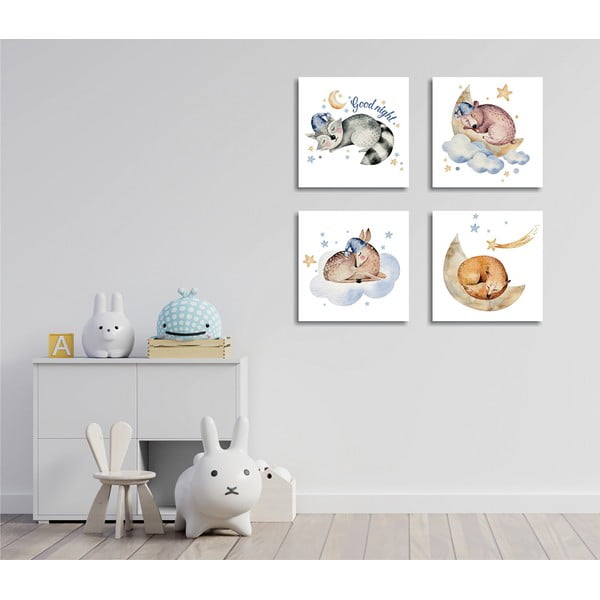 Quadri in set di 4 pezzi 30x30 cm Good Night - Wallity-image-1