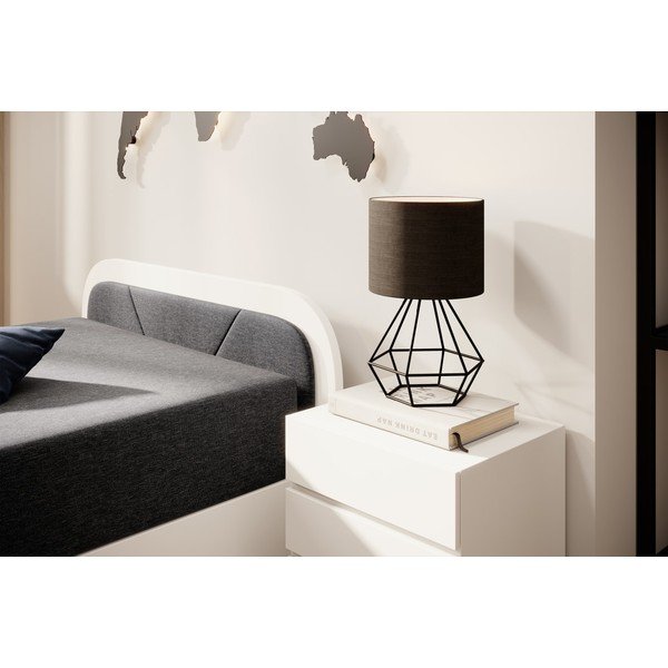 Letto singolo imbottito/in truciolato bianco/grigio scuro con contenitore e materasso inclusi 80x190 cm Parys – ELTAP-image-4