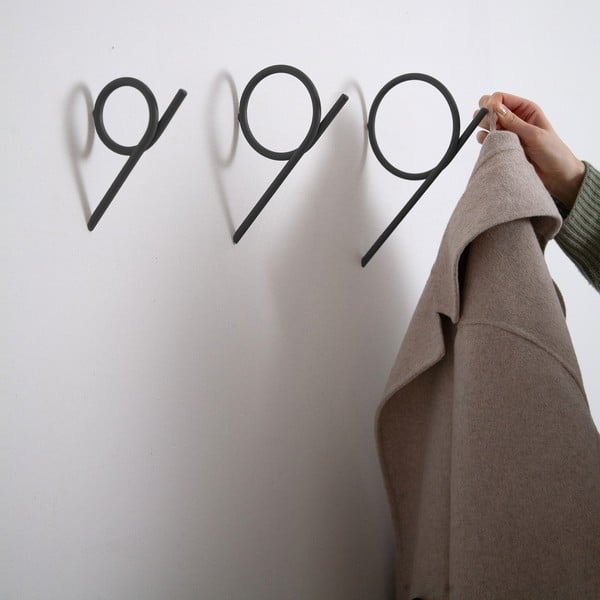 Gancio da parete nero in acciaio Tuba S – Spinder Design-image-1