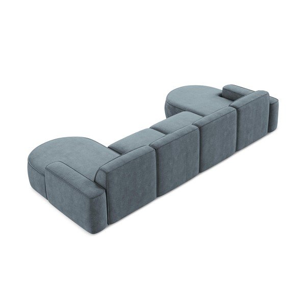 Divano angolare blu polveroso (a U) con rivestimento in ciniglia Omao – Makamii-image-3