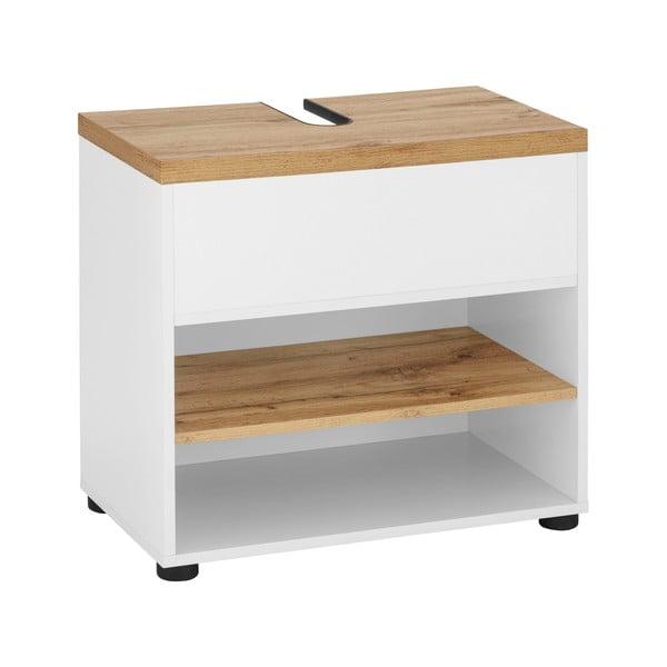 Mobile bianco effetto rovere per lavabo 60x57 cm Thessa - Støraa-image-1