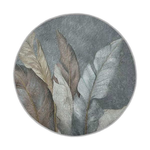 Tappeto rotondo verde/grigio lavabile ø 100 cm Dusty Leaves – Mila Home