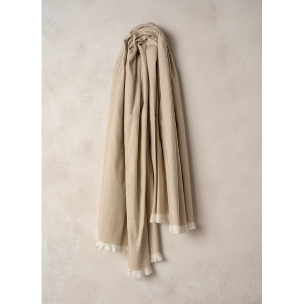 Plaid beige chiaro con contenuto di cotone , 140 x 180 cm Linen - Euromant-image-1