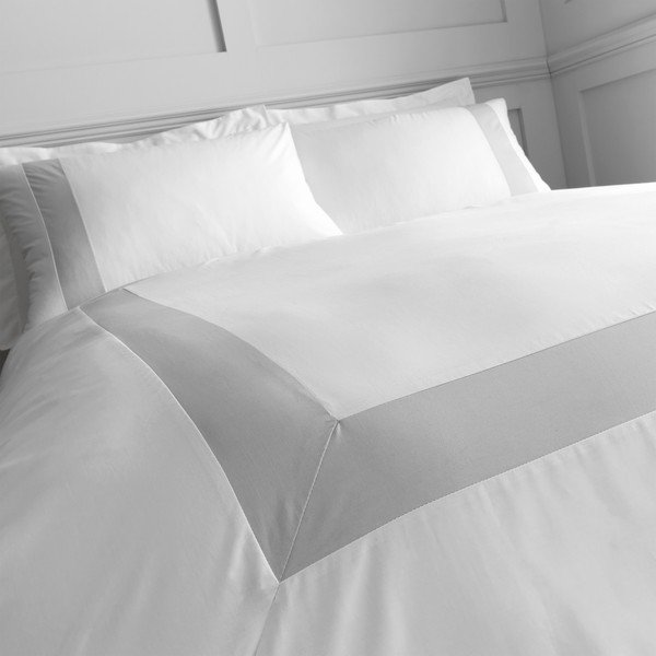 Biancheria da letto in cotone bianco e grigio per letto matrimoniale 200x200 cm - Bianca-image-2