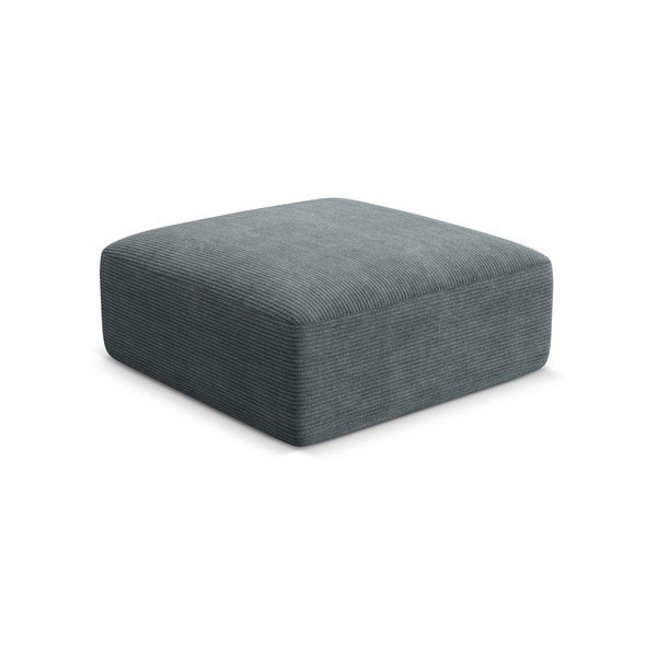 Poggiapiedi grigio scuro con rivestimento in velluto a coste Campi – Cosmopolitan Design