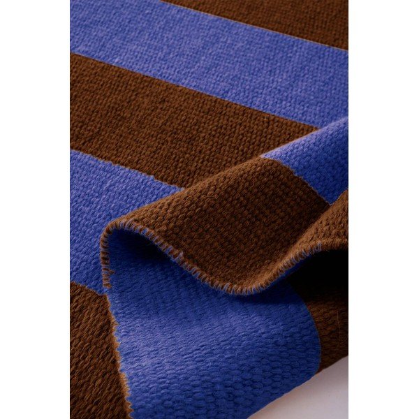 Passatoia blu/marrone in misto lana tessuta a mano 80x200 cm Sissel – Jotex-image-3