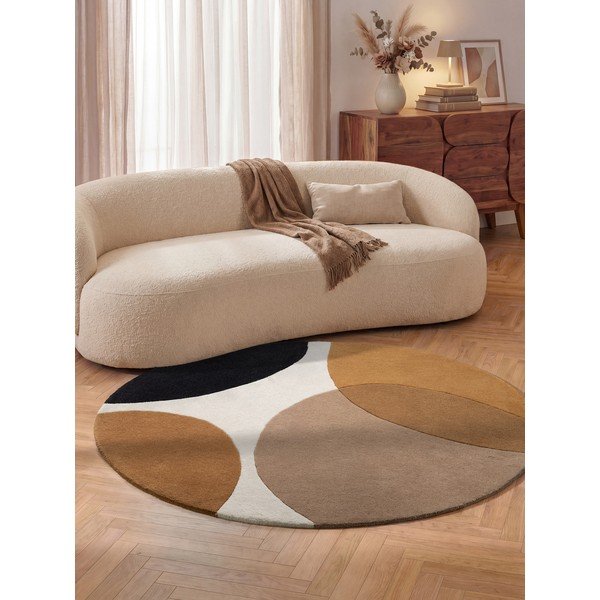 Tappeto rotondo marrone cognac in lana ø 200 cm Ruvia – Villeroy&Boch-image-1