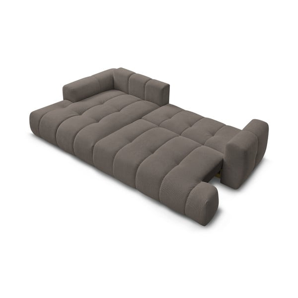 Divano angolare grigio tortora allungabile e con contenitore (penisola a sinistra/chaise lounge) con rivestimento in ciniglia Fuji – Bobochic Paris-image-4