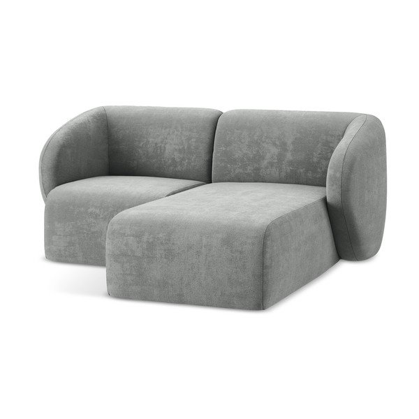 Divano angolare grigio (con penisola a destra/con chaise lounge) con rivestimento in ciniglia Lani – Makamii-image-4