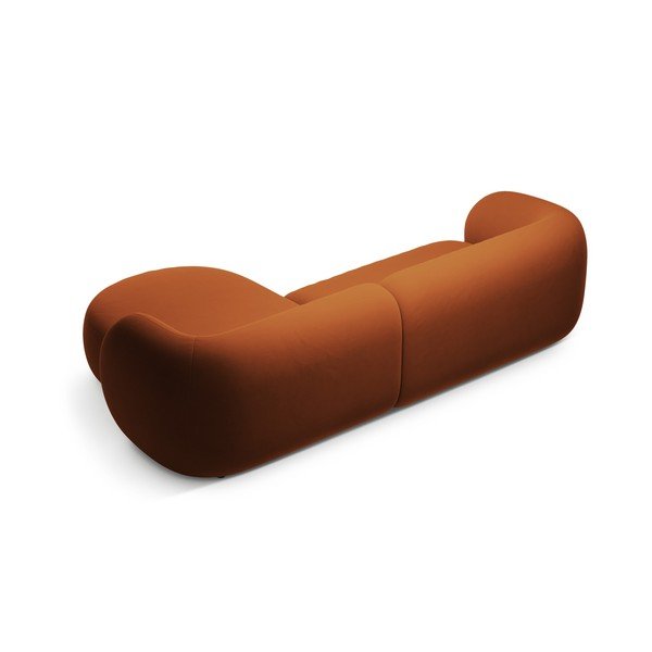 Divano angolare color terracotta (con penisola a destra/con chaise lounge) con rivestimento in velluto Kate – Micadoni -image-2