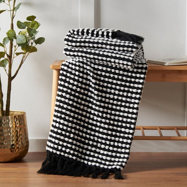 Coperta nera 125x150 cm Stab Stitch – Catherine Lansfield-image-1
