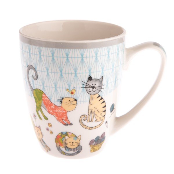 Barevný porcelánový hrnek s kočičkami Dakls Ornaments, 390 ml