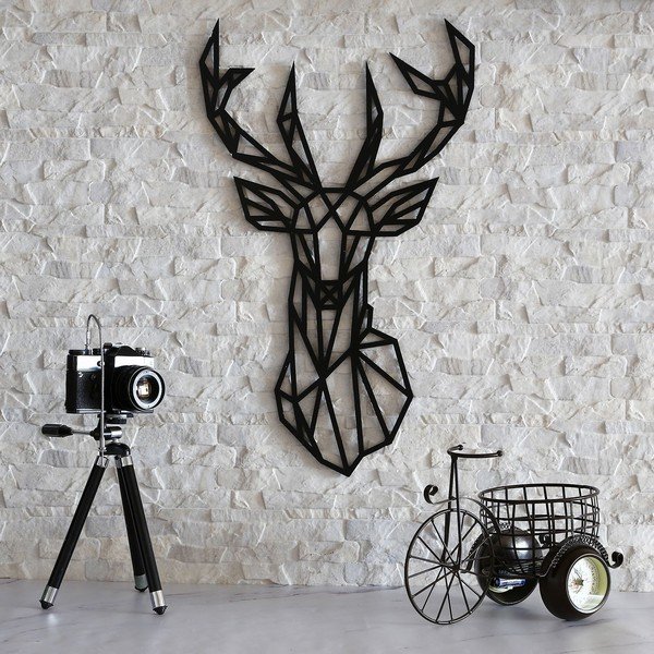 Decorazione murale nera Cervo, 39 x 65 cm - Evila Originals-image-1