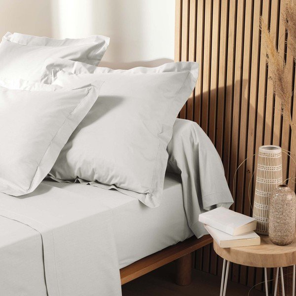 Lenzuolo bianco elasticizzato in cotone biologico 140x190 cm Biolina - douceur d'intérieur-image-1