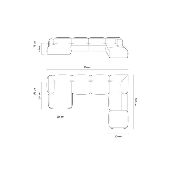 Divano angolare componibile verde (angolo destro a forma di U) Martina - Micadoni Home-image-4