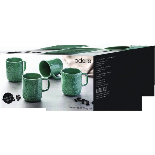 Set di 4 tazze in porcellana turchese da 400 ml Heath Jade - Ladelle-image-4