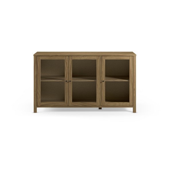 Vetrina di colore naturale in pino massiccio 142x80x40 cm Alessandra – Marckeric-image-2