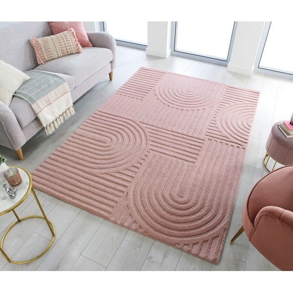 Tappeto in lana rosa 160x230 cm Zen Garden - Flair Rugs-image-1