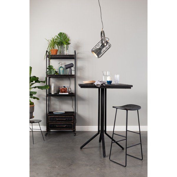 Sedia da bar nera in teak massiccio (altezza della seduta 76 cm) Tangle – White Label-image-1