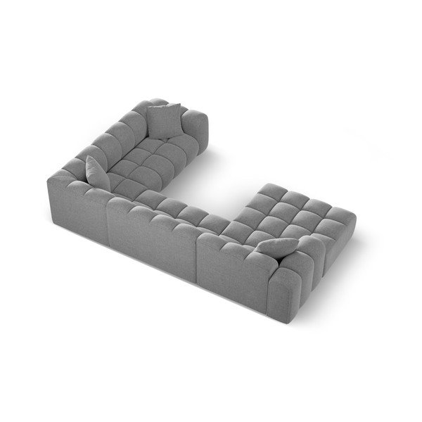 Divano angolare grigio chiaro (con penisola a destra/a U) con rivestimento in ciniglia Treno – Cosmopolitan Design-image-3