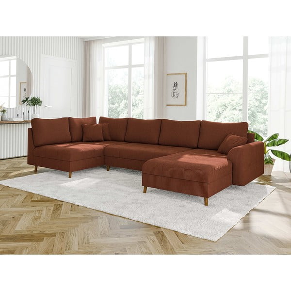 Divano angolare color mattone (con penisola a destra) con rivestimento in velluto a coste Ariella – Ropez-image-3