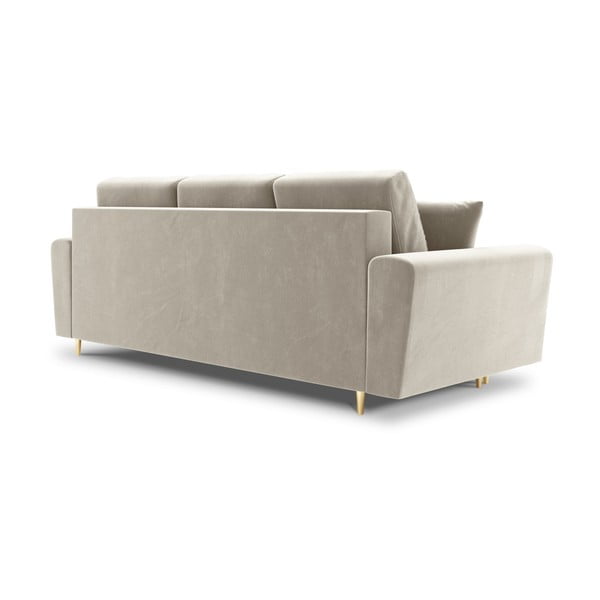 Divano beige allungabile e con contenitore con rivestimento in velluto 235 cm Kyoto – Cosmopolitan Design-image-3