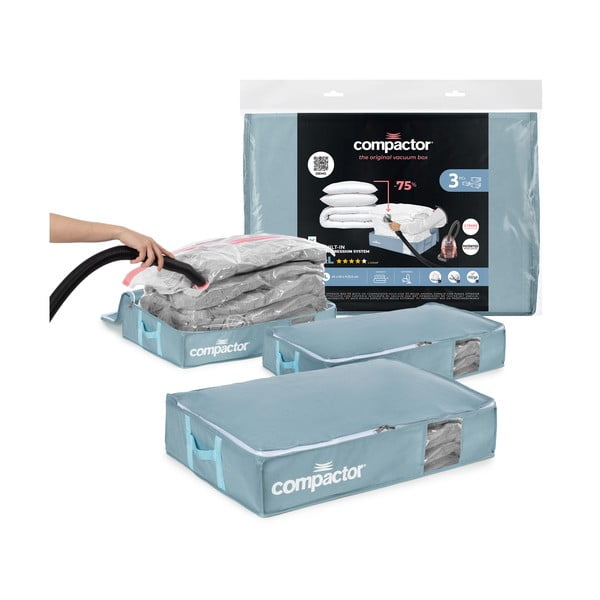 Set di organizer per sottoletto sottovuoto in plastica 3 pz 65x45x15,5 cm Blue Edition - Compactor