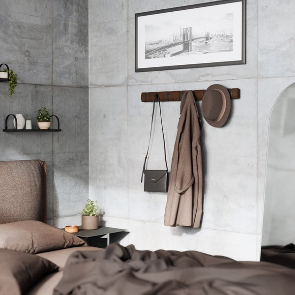 Attaccapanni da parete marrone scuro in legno di pioppo Flip - Umbra-image-1