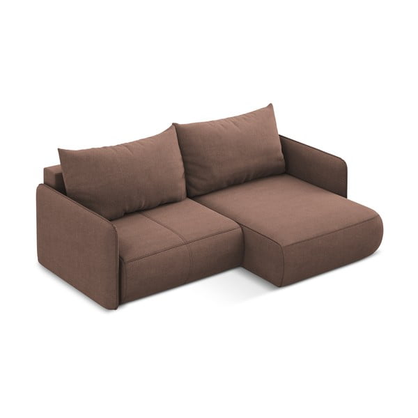 Divano angolare rosa allungabile/con contenitore (con penisola a destra) Nanea – Makamii-image-4