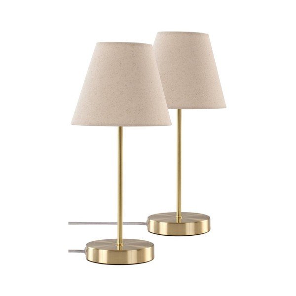 Lampada da tavolo beige/color ottone in tessuto (altezza totale 39 cm) Lasse – Jotex