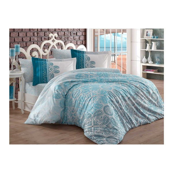 Biancheria da letto in popeline di cotone con lenzuolo per letto matrimoniale Irena, 200 x 220 cm - Mijolnir