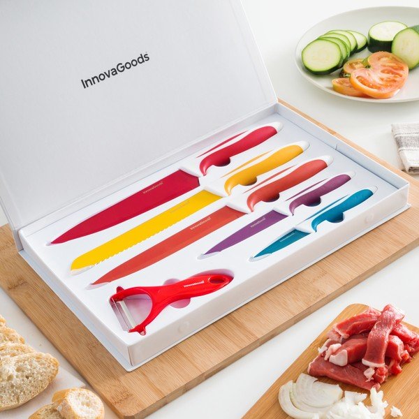 Set di 5 coltelli in acciaio inox e raschietto in ceramica - InnovaGoods-image-4