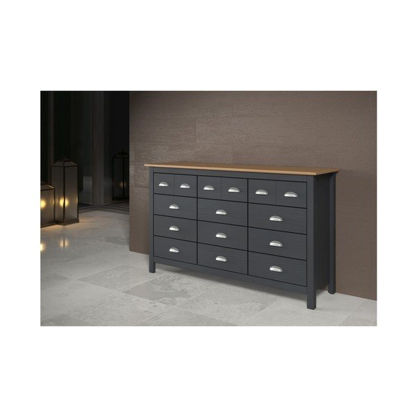 Cassettiera grigio antracite in legno di pino massiccio con 12 cassetti Jade - Marckeric-image-4